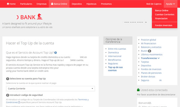 Multi-language online banking interface