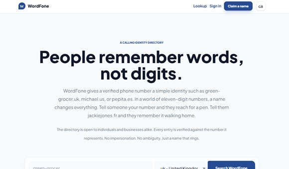 WordFone | Domain name system for telephone numbers